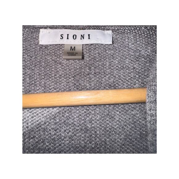 Sioni Gray Star Print Open Front Hooded Cardigan | Size Medium - Picture 4 of 5